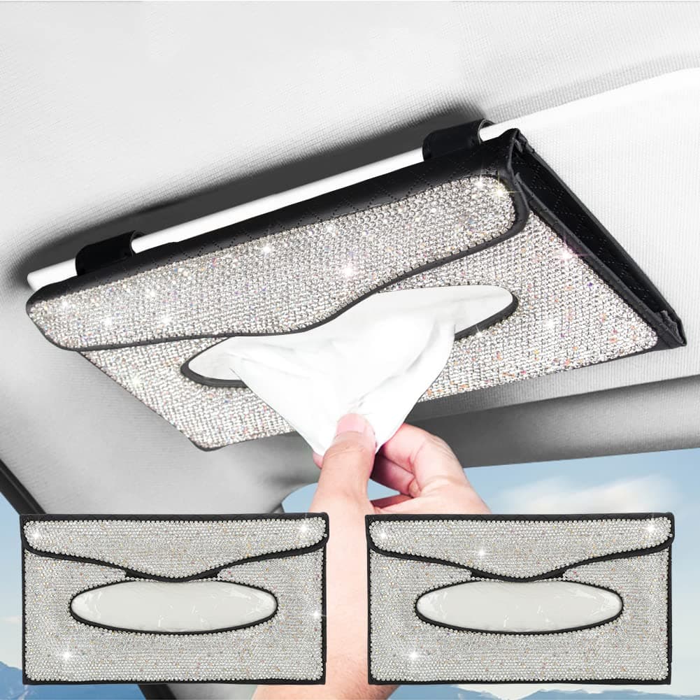 eing Car Neck Pillow Breathable Auto Head Neck Rest Cushion Bling Crystal Relax Neck Support Headrest Comfortable Soft Pillows for Travel Car Seat & Home - 2 Pack PU Leather