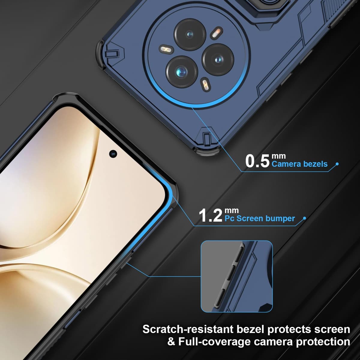 Funda para CMF Phone 2 Pro, Carcasa Antigolpes con Soporte anular metálico, Case Protectora de Grado Militar, Negro — view 401
