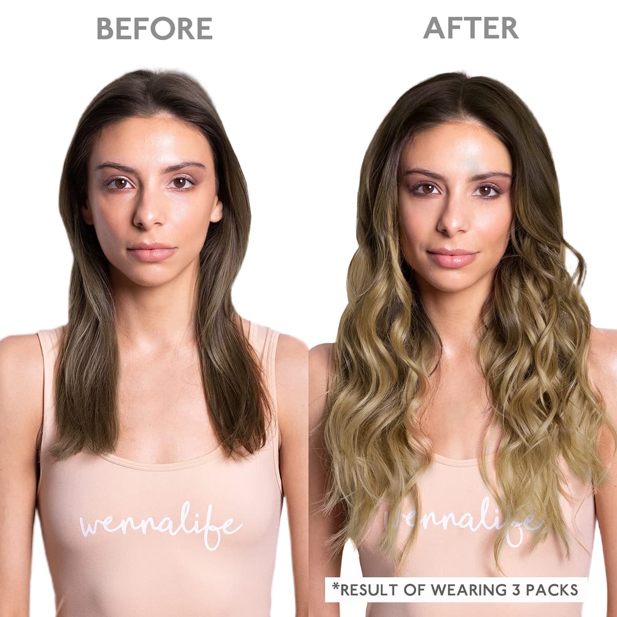 WENNALIFE Extensiones Adhesivas Pelo Natural, 50cm, 50g, 20 Piezas, Ombré Walnuss Braun bis Ash Braun und Bleach Blonde, Extensiones Pelo Remy Cabello Humano — view 5
