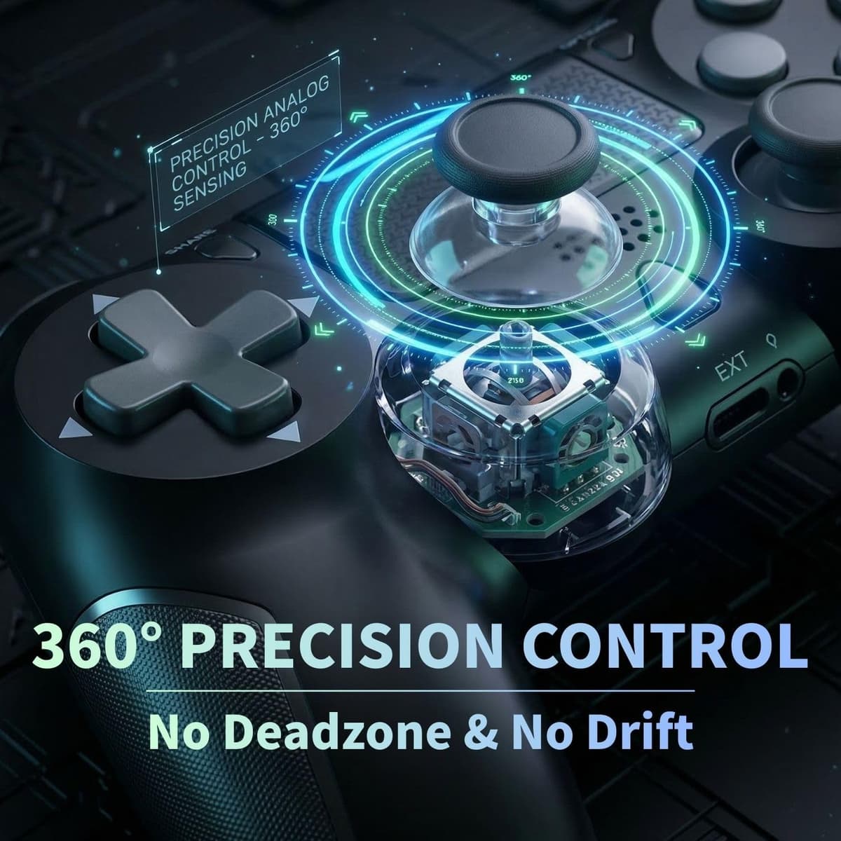 BJXOZ Wireless Controller for PS4, Gamepad with Type-C Port/Hyper-Sensitive 360° Sticks/Vibration/Ergonomic Grip/Speaker/6-Axis Sensor/Audio Jack/Multi Touch Pad, for PS4/Slim/Pro/PC — view 4