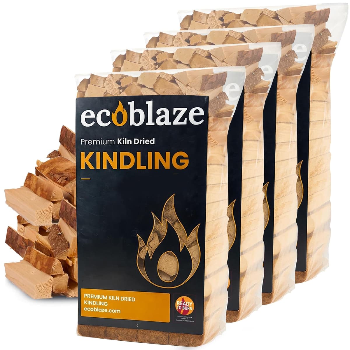Ecoblaze Kiln Dried Kindling Wood 10kg - Easy to Light, Smokeless Fire Starter for Stoves, Fire Pits, BBQs, Chimineas, Wood Burners & Indoor or Outdoor Fires (4x2.5kg packs)