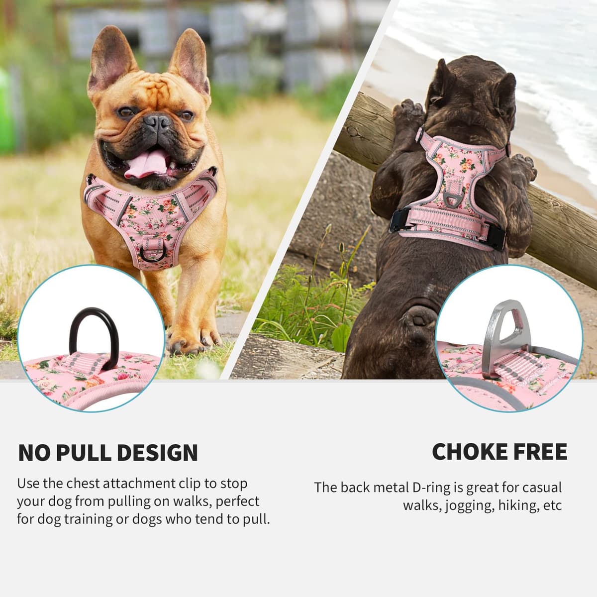 HEELE Dog Harness Medium No Pull Dog Vest Harness with Soft Handle Reflective Pet Harness for Outdoor Training Walking, Black, M — view 306