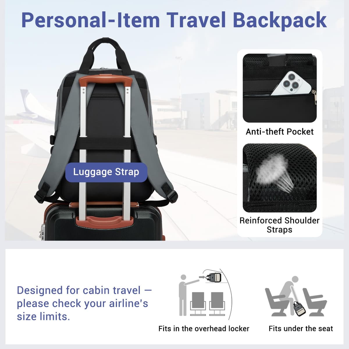 Kono Laptop Backpack Womens with Pouch Pocket for Large Capacity Cup, 15.6 Inch Laptop Bags for Women, Travel Backpack Water Resistant Large Rucksack for Work Business School College Teacher Girls — view 5