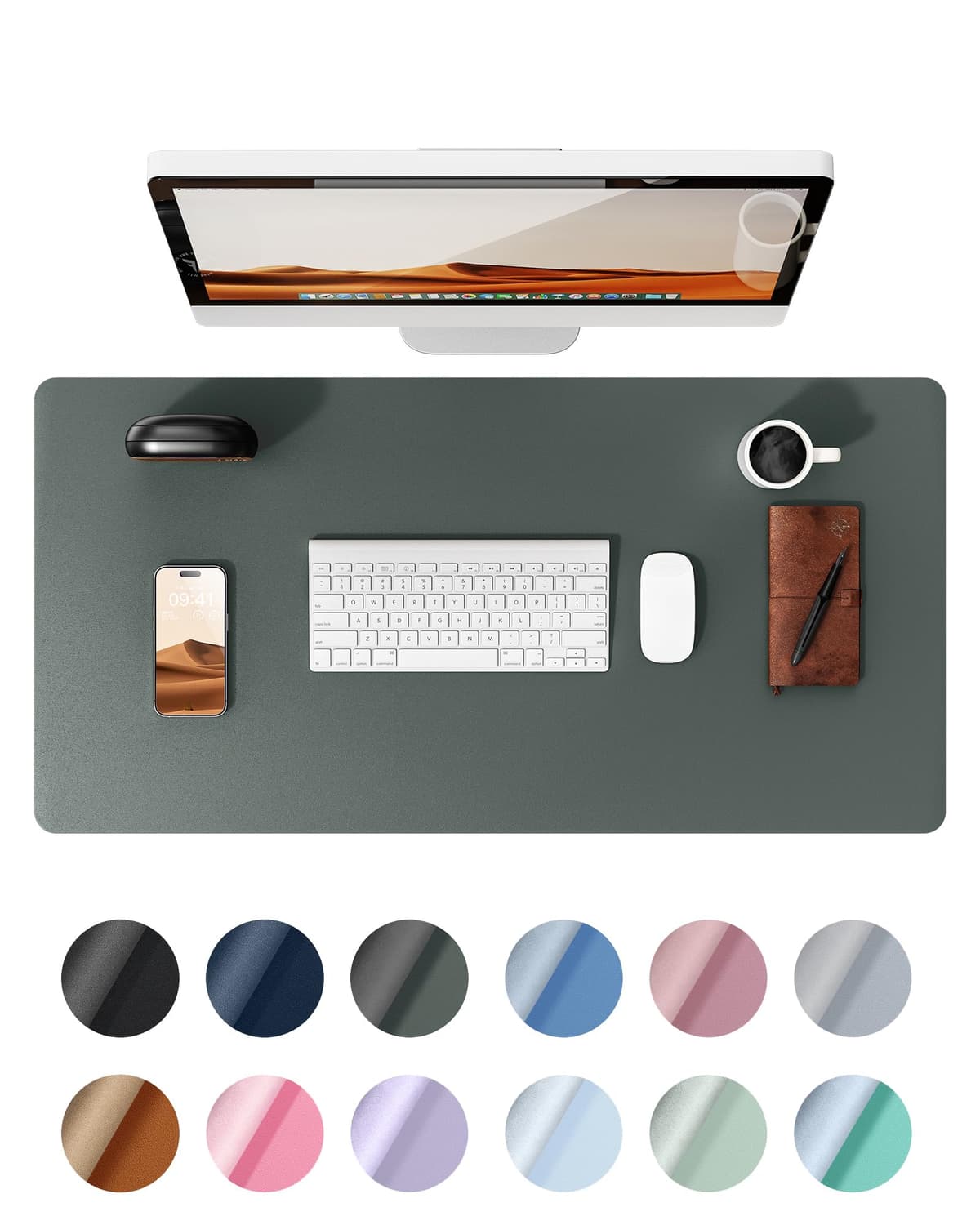 YSAGi Leather Desk Mat, Large Mouse Mat, Non-Slip Desk Pad, Waterproof Leather Table Protector Writing Pad for Office and Home (60 x 35 cm, Black) — view 58