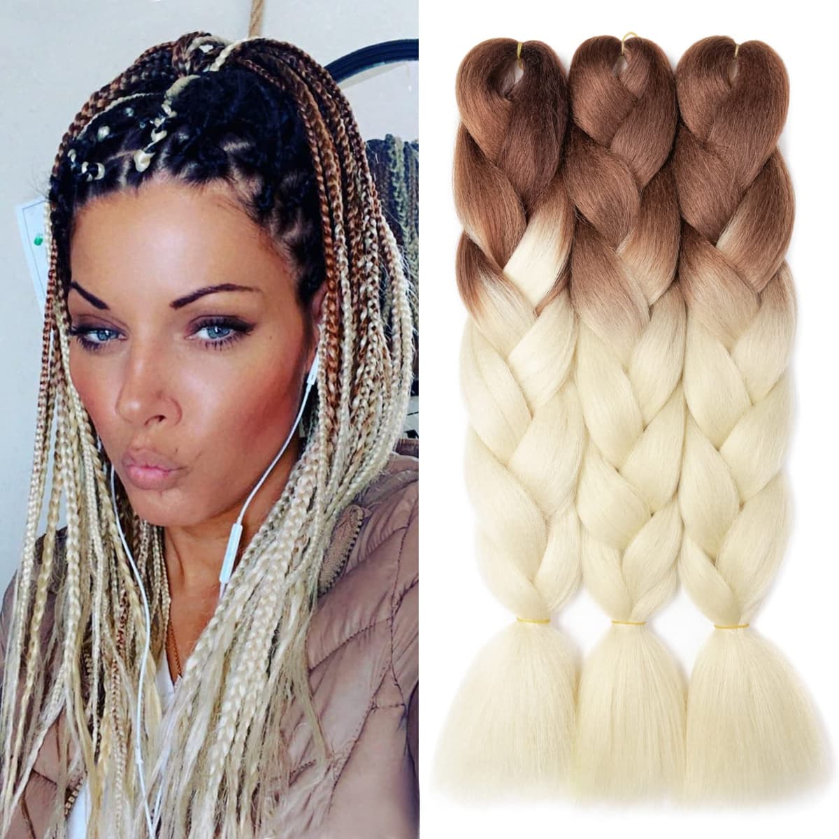 60cm Extensiones de Pelo Trenzas Africanas Castaño Oscuro Extensiones para Trenzas Africanas 1 pcs 100g Kanekalon Pelo para Trenzas Africanas Sintetico Extensiones de Trenzado Cabello Braiding — view 127