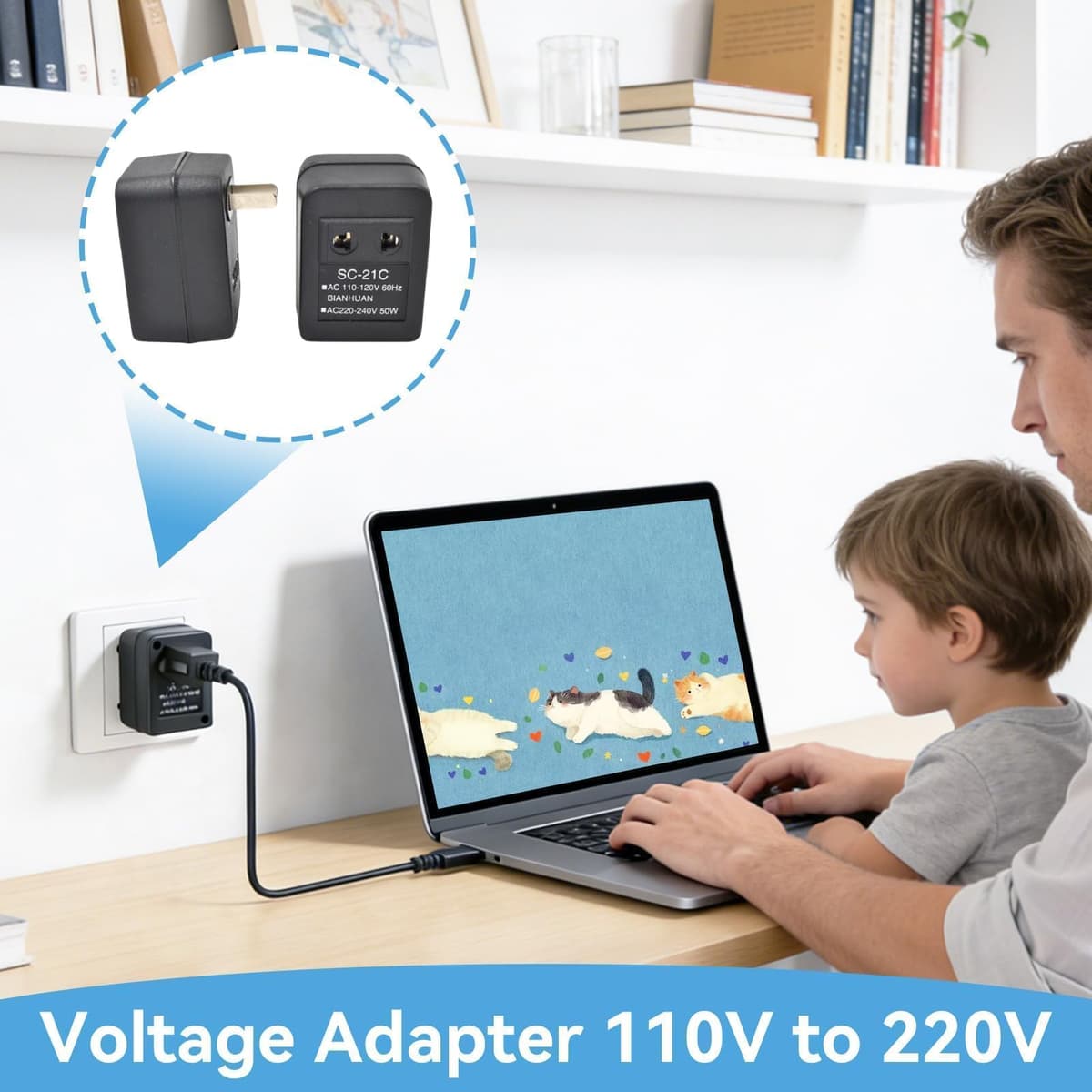 Convertidor De Voltaje De Potencia 110 V a 220 V, 5 W Adaptador De Enchufe De la UE, Convertidor Ascendente/Transformador De Vatios para Viajes, 2,56 X 1,77 X 1,57 Pulgadas — view 2