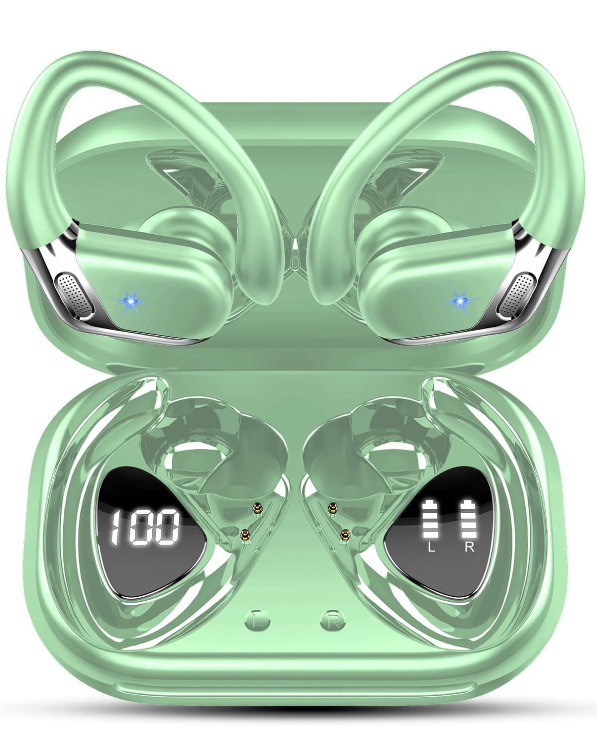 Auriculares inalámbricos Bluetooth Deportivos, Auriculares Bluetooth 5.4 HiFi Estéreo con 4 HD Mic, 50H Cascos Inalambricos con Cancelacion Ruido ENC, IP7 Impermeable Cascos para Running/Pantalla LED — view 13