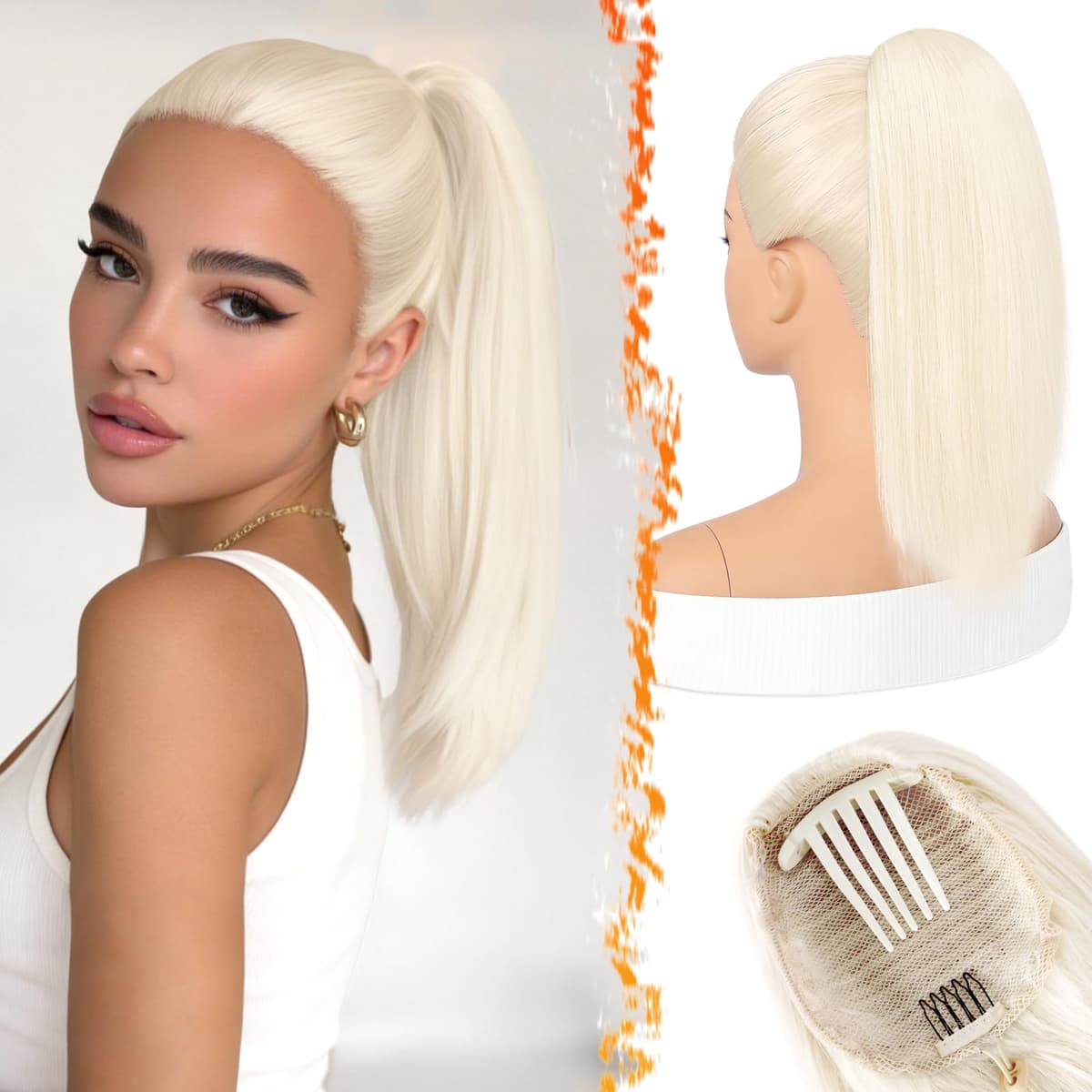 BARSDAR Liso Coleta Postiza Extensiones Pelo, 40cm Corta Liso Marrón Oscuro Cola de Caballo Extension con Cordón Natural Sintética Cheer Posh Ponytail Extensiones Postizos Fiestas Cheer Competition — view 21