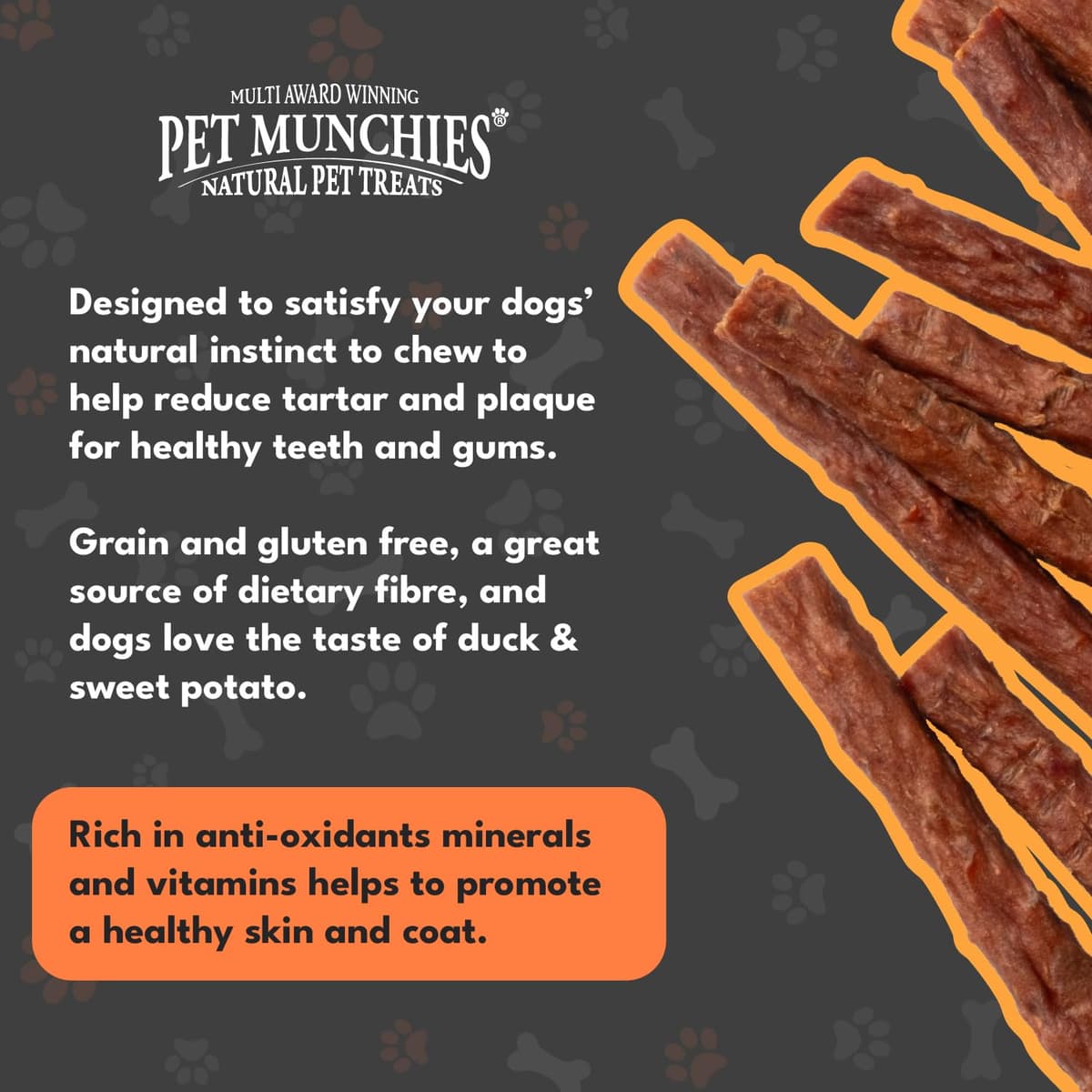 Pet Munchies Duck and Sweet Potato Dog Treats, Healthy Grain Free Dental Sticks with Natural Real Meat 90g — view 4