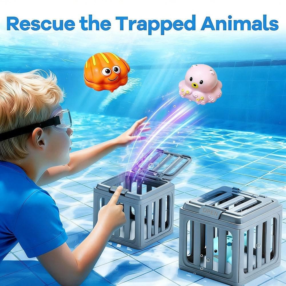 Underwater Dive Rescue Toys, Water Swimming Dive Pool Game, Diving Cages Toy with Animals Floating, DiveCages Floating Sinkies for Kids Swim Training Summer Bath Toys — view 4