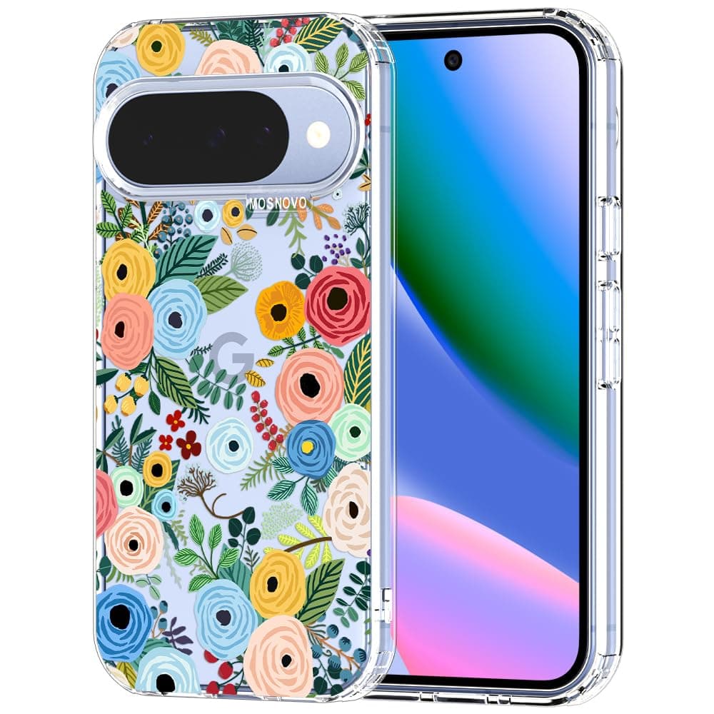 MOSNOVO Case for Google Pixel 9 & Pixel 9 Pro, [Buffertech 6.6ft Military-Grade Drop Protection] [Anti Peel Off Tech] Clear TPU Bumper Phone Case Cover Design - Eucalyptus — view 65