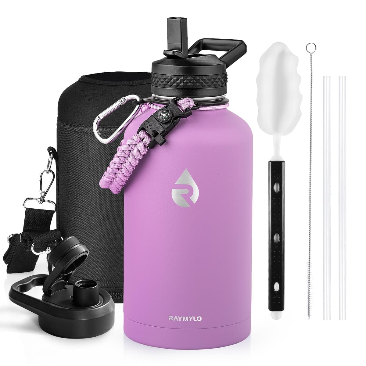 RAYMYLO One Gallon Water Bottle Insulated, Triple Walled Vacuum Stainless Steel (Cold for 48 Hrs), Leak Proof & Non-BPA, Large Water Flask Jug with Paracord Handle & Straw Spout Lids — view 59