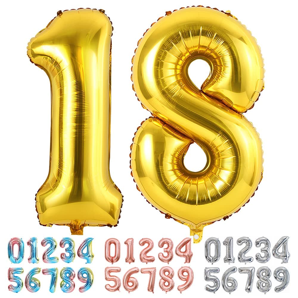Foil Globo Número 5 Azul 40" (101cm), Inflable Helio o aire, Gigante Numeros 0-9, 10-19, 20-29, 30-100, Grande Globos Decoración para La Boda Aniversario y Cumpleaños Fiestas — view 86