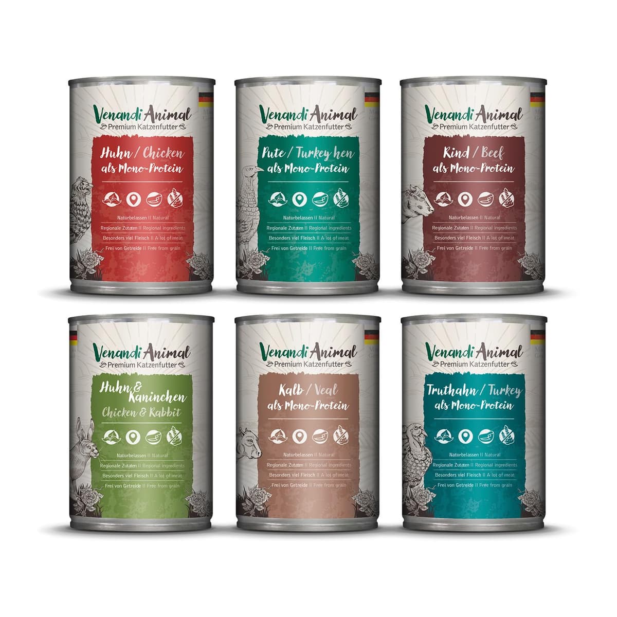 Venandi Animal Premium Cat Food, Horse as Monoprotein, Wet Food, Grain-Free and Natural, Pack of 6 (6 x 200 g) — view 22