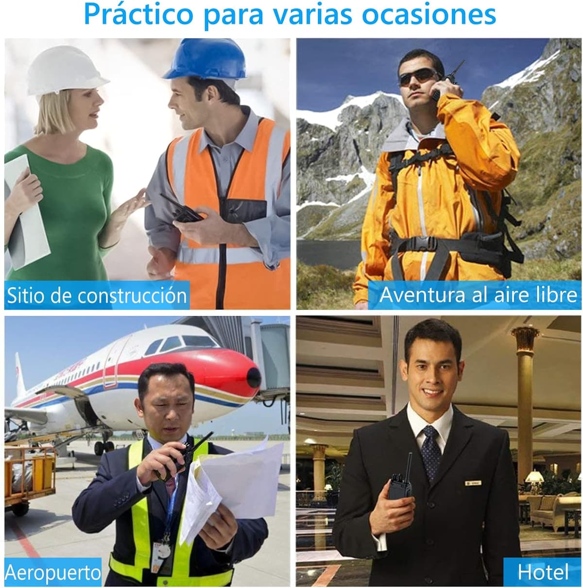 eSynic 2PCS Walkie Talkies de Larga Distancia con Auriculares Walkie-Talkie Profesional 16 Canales 1500mAh con Cargador USB Soporta VOX para Sobrevivir en el Campo Ciclisimo — view 6
