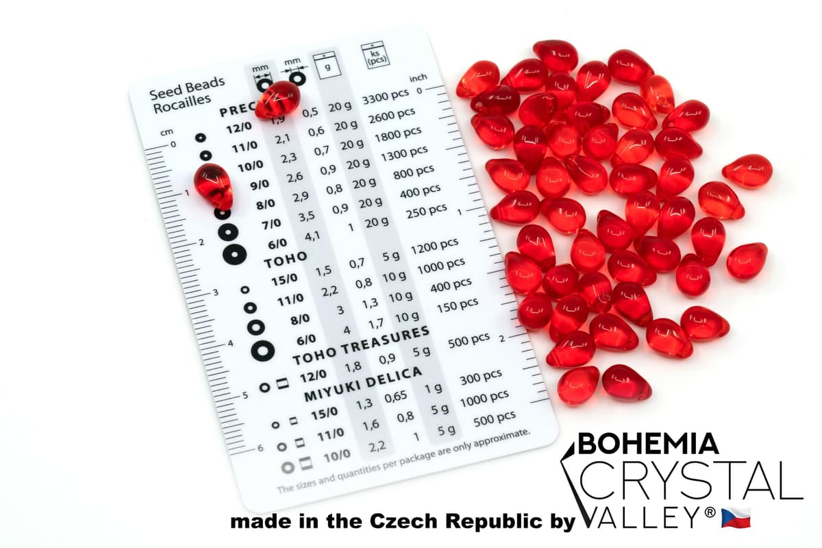 Czech 50-Piece Glass Beads, 6x9mm, Teardrop Siam Red — view 2