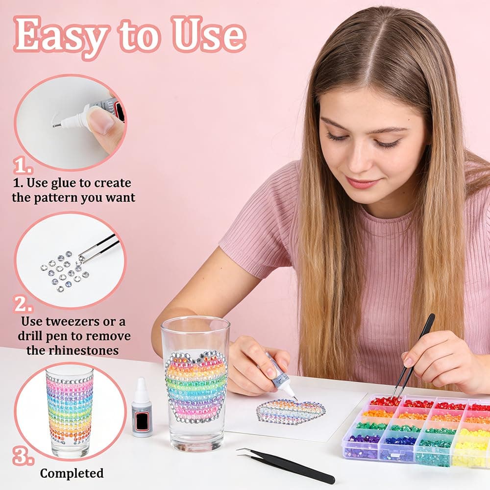 40000Pcs 40 Colors DIY Resin Jelly Rhinestones Bedazzling Kit 3mm Small, Rhinestone Kit for Bedazzling Flatback Gems, for Clothes Nail Book Diamond Art, with 3pcs Jewelry Glues (40 Color) — view 6