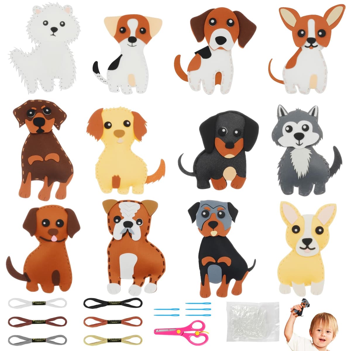 Vicloon First Sewing Kit for Kids, 12-Piece Cute Animal Keychain Sewing Craft Kits, Fun Sewing DIY Kits, Introduction to Sewing Kit for Kids Age 5-12 Learn to Sew Arts and Crafts — view 13