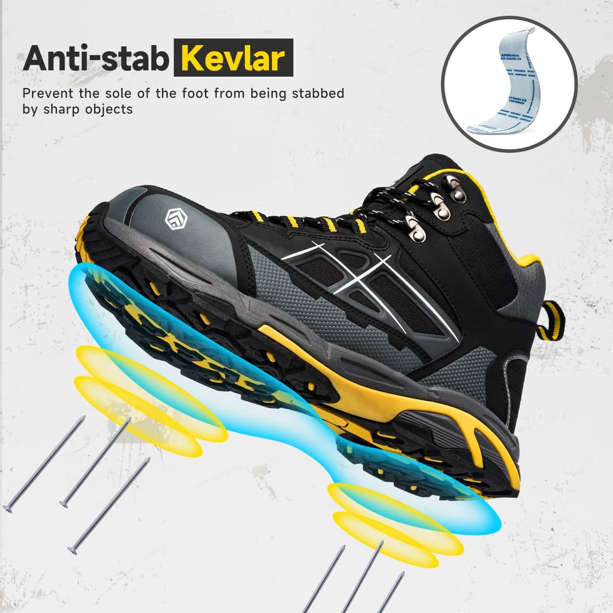 LARNMERN Zapatos de Seguridad Hombre Antiestático Punta de Acero SRC Antideslizante Transpirable Comodos Zapatillas Pies Anchos Cordones Trabajo — view 4