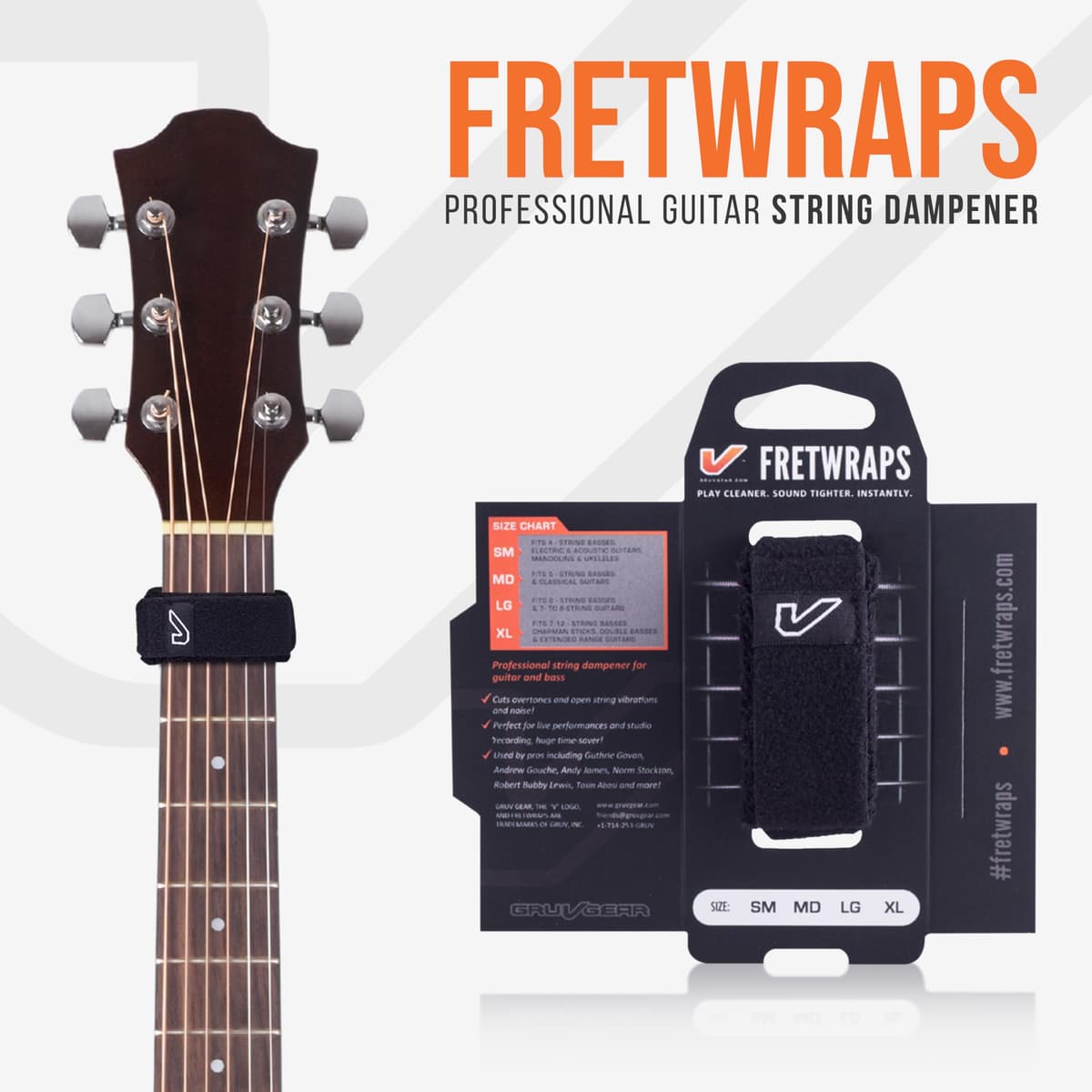 Gruv Gear FretWraps String Muter 1-Pack (Black, Medium) (FW-1PK-MD) — view 2