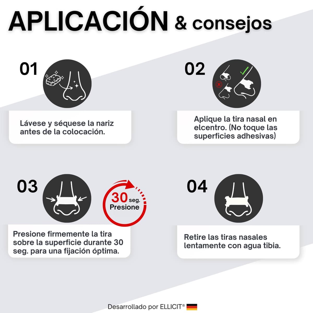 Ellicit Tiras Nasales Transparentes, paquete de 30 tiras nasales premium, contra los ronquidos, soporte extra para deportes y mejor calidad del sueño, mejor respiración con la nariz tapada — view 7