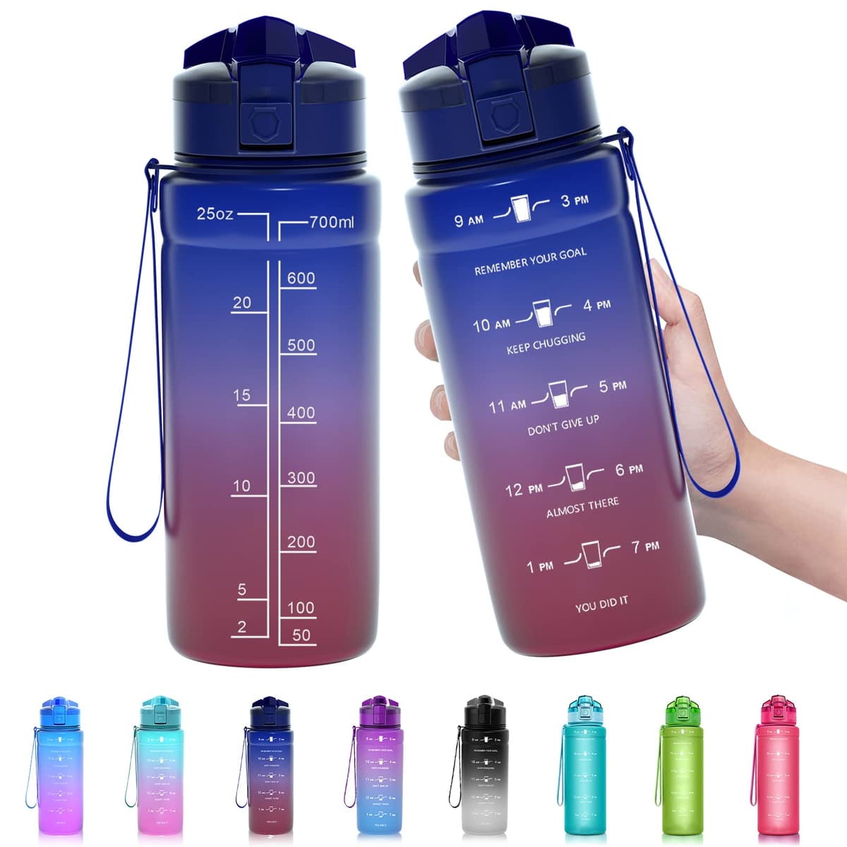ZOUNICH Botella Agua Deporte, Botella Agua Niños sin BPA Reutilizable Plástico Tritan - 500 ml / 700 ml / 1 l, Cantimploras para Te con Filtro, para Infantil, Gimnasio, Bicicleta — view 30