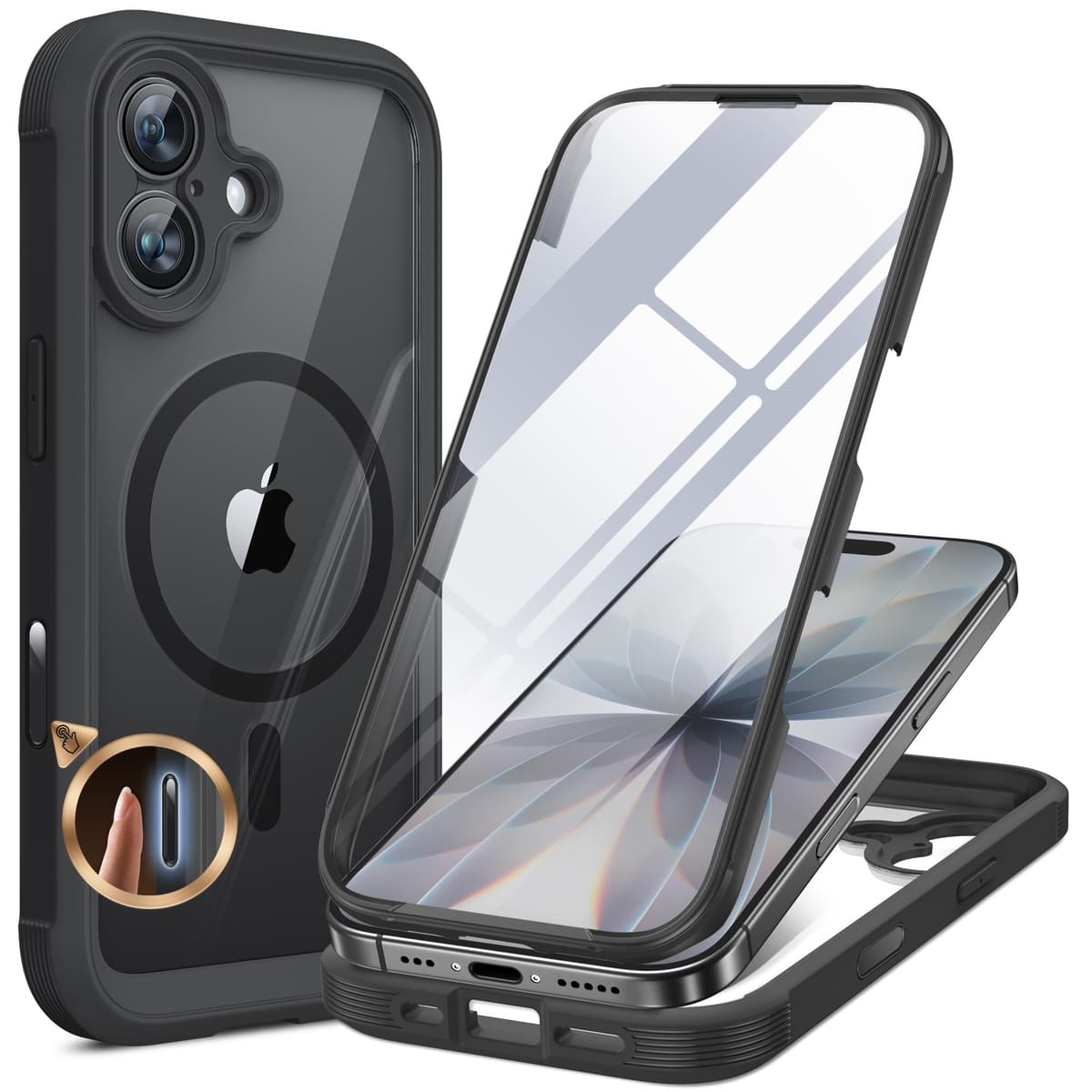 Miracase Magnetic Case for iPhone 17 Case, [Bubble Free] Built-in Glass Screen Protector+ [New Camera Control Button], Full Body Bumper Compatible with MagSafe, Drop Proof 17 Cover,6.3-inch (Black)