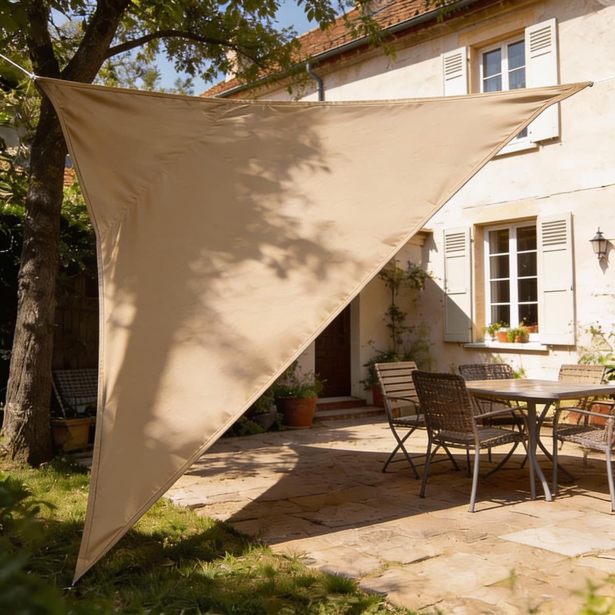 HAIKUS Toldo Vela de Sombra Impermeable Rectangular 4x5m Protección UV PES, Toldos para Patio Exterior Jardín Terraza - Gris — view 20