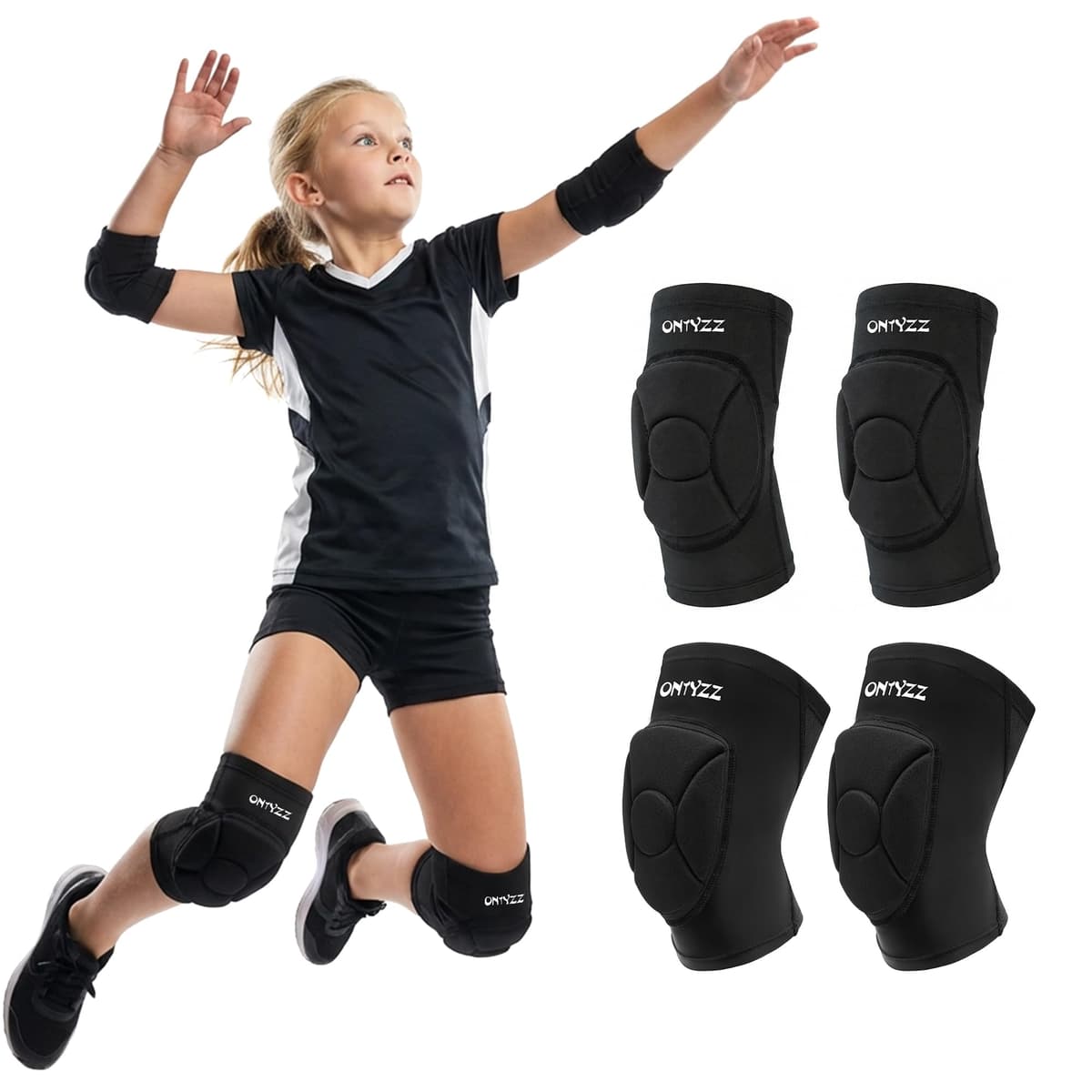 ONTYZZ Rodillera Niña Niño Coderas Transpirables Ligeras Deportivas Proteccion para Futbol Baloncesto Voleibol MTB Gimnasia Ritmica Balonmano Baile