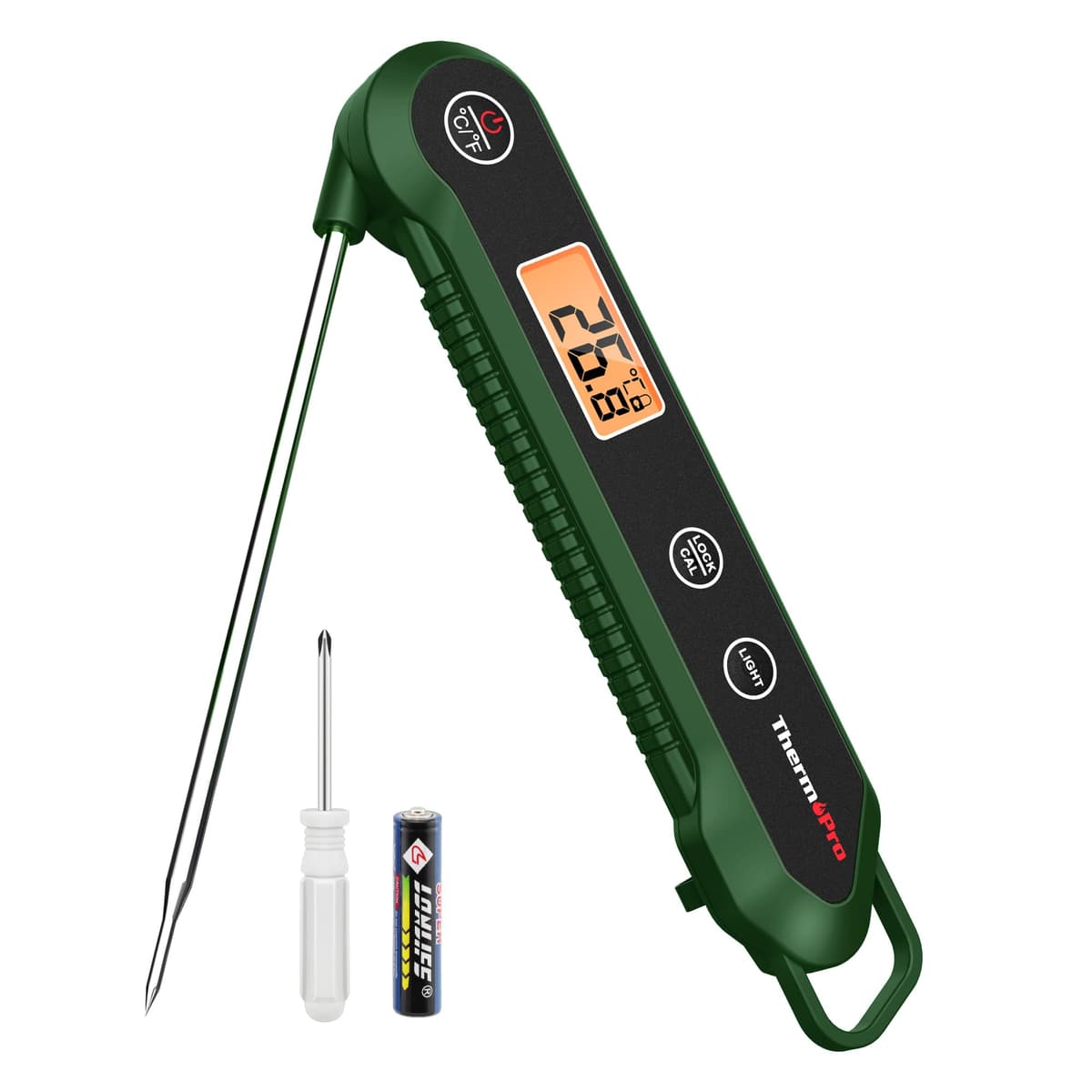 ThermoPro TP03H Meat Thermometer with IPX6 Waterproof, Food Thermometer Foldable Food Temperature Probe with LCD Backlight Calibration Lock Fuction, Kitchen Digital Instant Read Probe for Oil Jam Milk — view 10