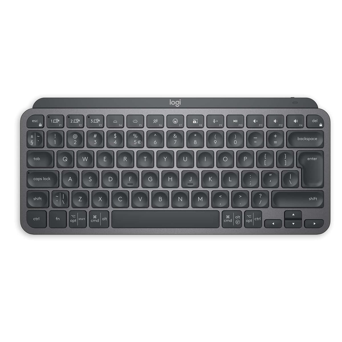 Logitech MX Keys Mini Minimalist Wireless Illuminated Keyboard, Compact, Bluetooth, Backlit, USB-C, Compatible with Apple macOS, iOS, Windows, Linux, Android, Metal Build, QWERTY UK Layout - Graphite — view 4