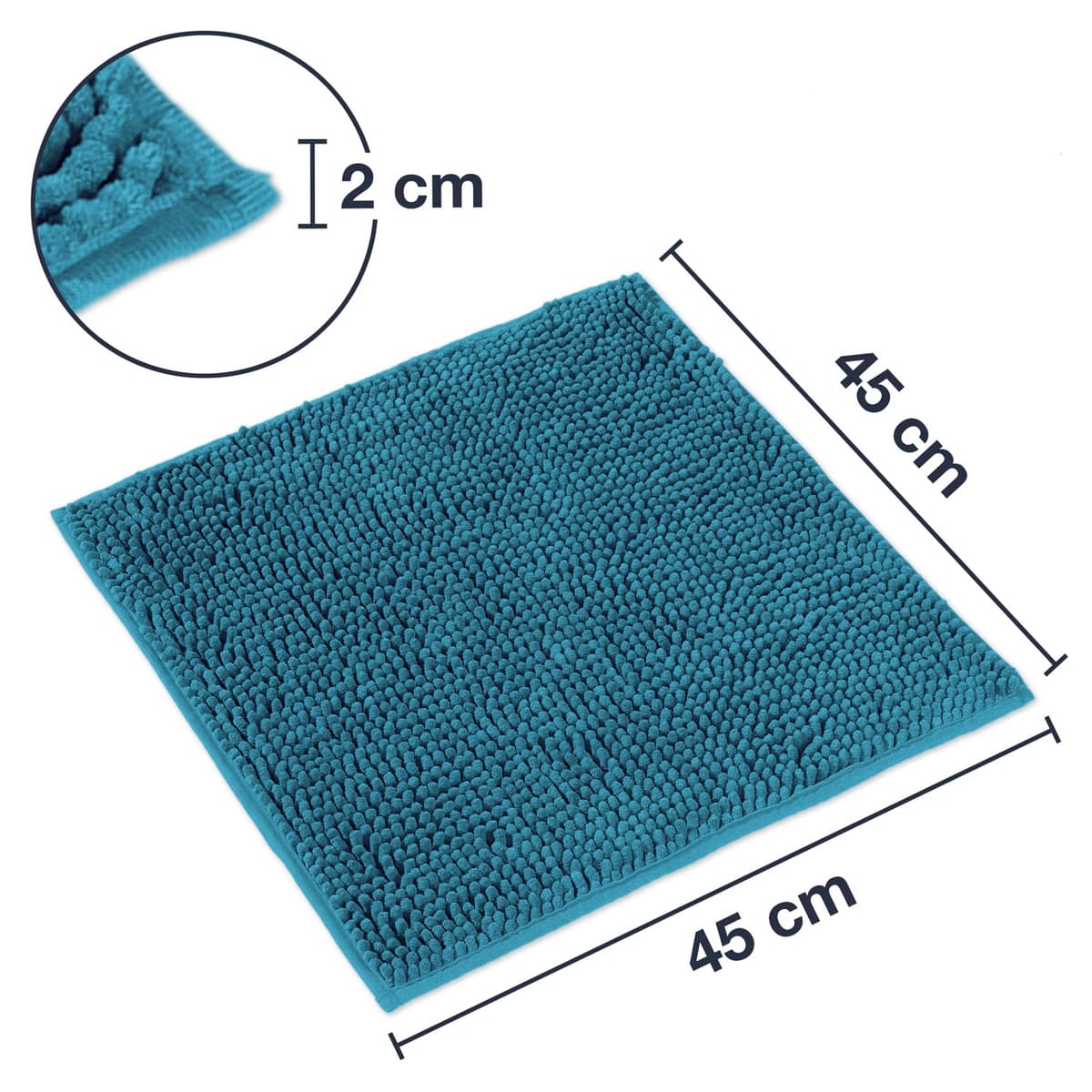 WohnDirect Alfombra Baño Petrolo 45x45cm • Alfombrilla baño Antideslizante y Lavable • Cómoda Y Súper Absorbente — view 2