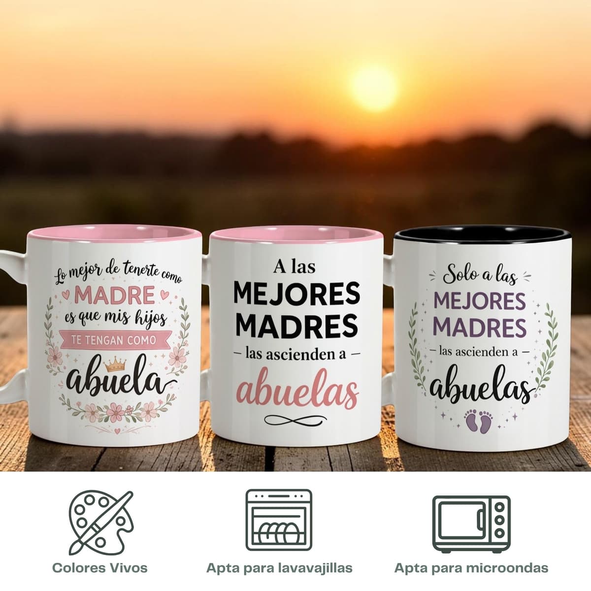 LolaPix Taza Abuela. Regalo Abuelas Dia de la Madre. Regalos para Mama Original. Apta para Lavavajillas. Yaya Regalo. Taza Dia de la Madre Abuela 330ml Color Interior a elegir. Te tengan como Abuela — view 4