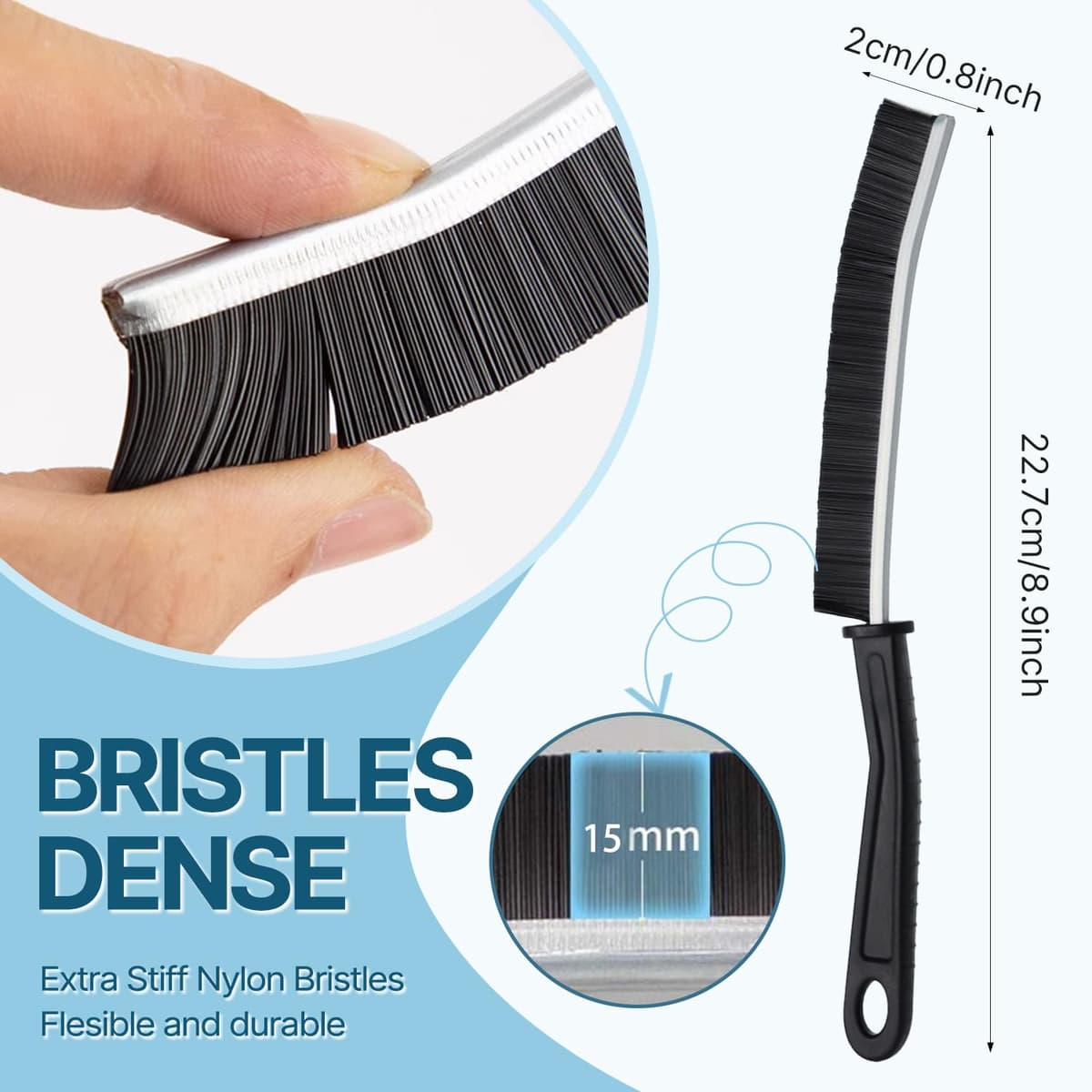 Crevice Cleaning Brush, Bathroom Tile Groove Gap Cleaning Brush,Premium Crevice Cleaning Tool Aluminum Support with 15° Angle Magic Brush, Thin Brush for Home Kitchen — view 4