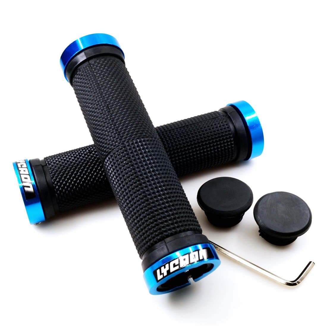 LYCAON Manillares para Bicicletas, Goma Antideslizante, con Bloqueo de Aluminio, para bicletas Scooter, Cruiser, Urban, triciclos, de montaña, Carretera, MTB, BMX y Plegables, Azul — view 10