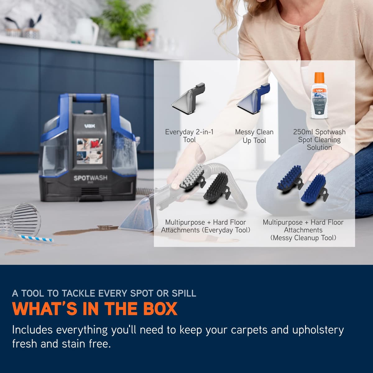 VAX SpotWash Duo Spot Cleaner, For Stains, Spills & Pet Messes, Suitable for Car, Sofa, Upholstery, Compact, Handheld Cleaning Machine Includes Pet Tool & Vax 250ml Solution, CDCW-CSXA. — view 10