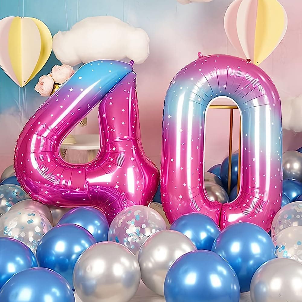 Foil Globo Número 5 Azul 40" (101cm), Inflable Helio o aire, Gigante Numeros 0-9, 10-19, 20-29, 30-100, Grande Globos Decoración para La Boda Aniversario y Cumpleaños Fiestas — view 91