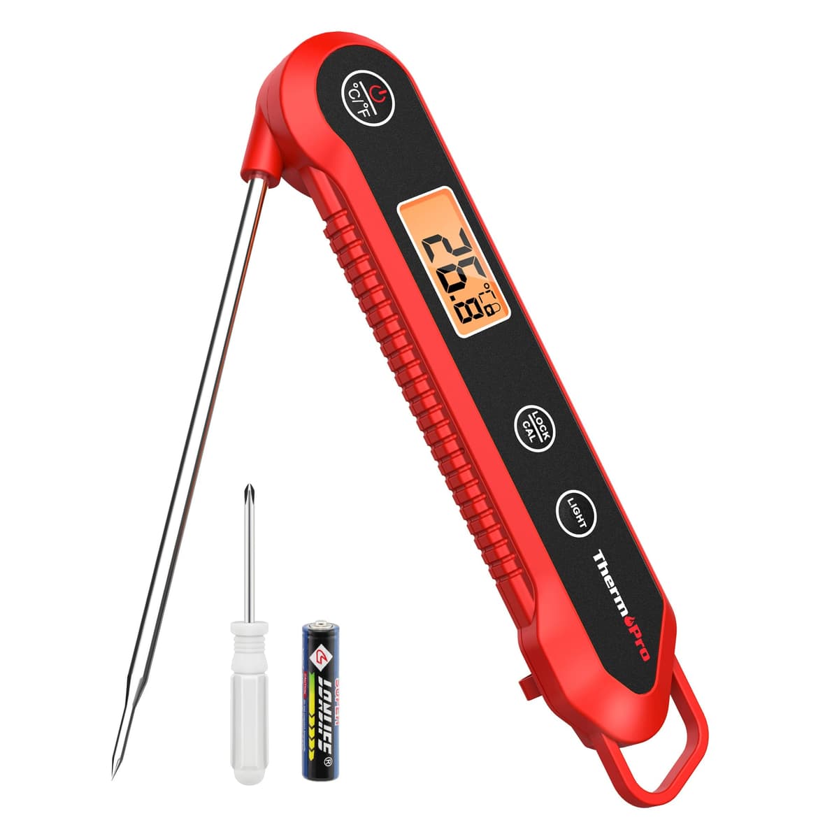 ThermoPro TP03H Meat Thermometer with IPX6 Waterproof, Food Thermometer Foldable Food Temperature Probe with LCD Backlight Calibration Lock Fuction, Kitchen Digital Instant Read Probe for Oil Jam Milk — view 11