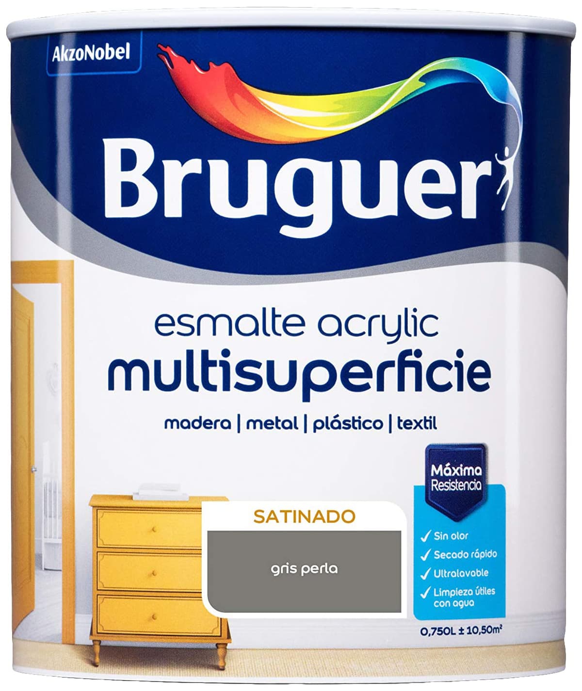 Bruguer Acrylic Multisuperficie Esmalte al agua Satinado - Pintura 750 mL, Blanco Permanente — view 62