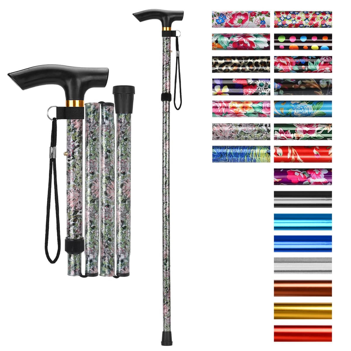 supregear Bastón Plegable, 5 Niveles de Altura Ajustable, Ligero y Portátil para Viaje, Mango en T y Pulsera, Extensible para Personas Mayores y Adultos con Discapacidad — view 22