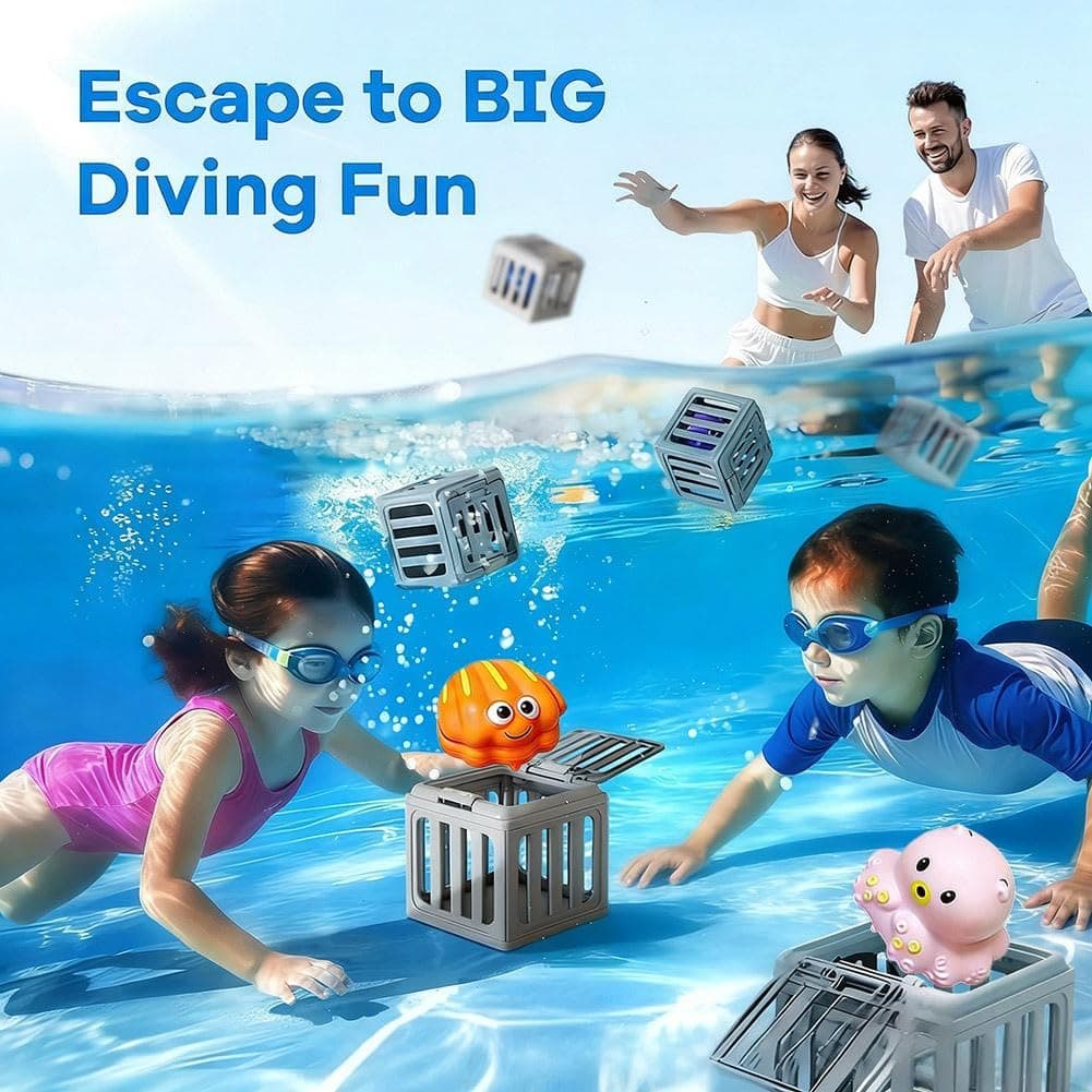Underwater Dive Rescue Toys, Water Swimming Dive Pool Game, Diving Cages Toy with Animals Floating, DiveCages Floating Sinkies for Kids Swim Training Summer Bath Toys — view 5