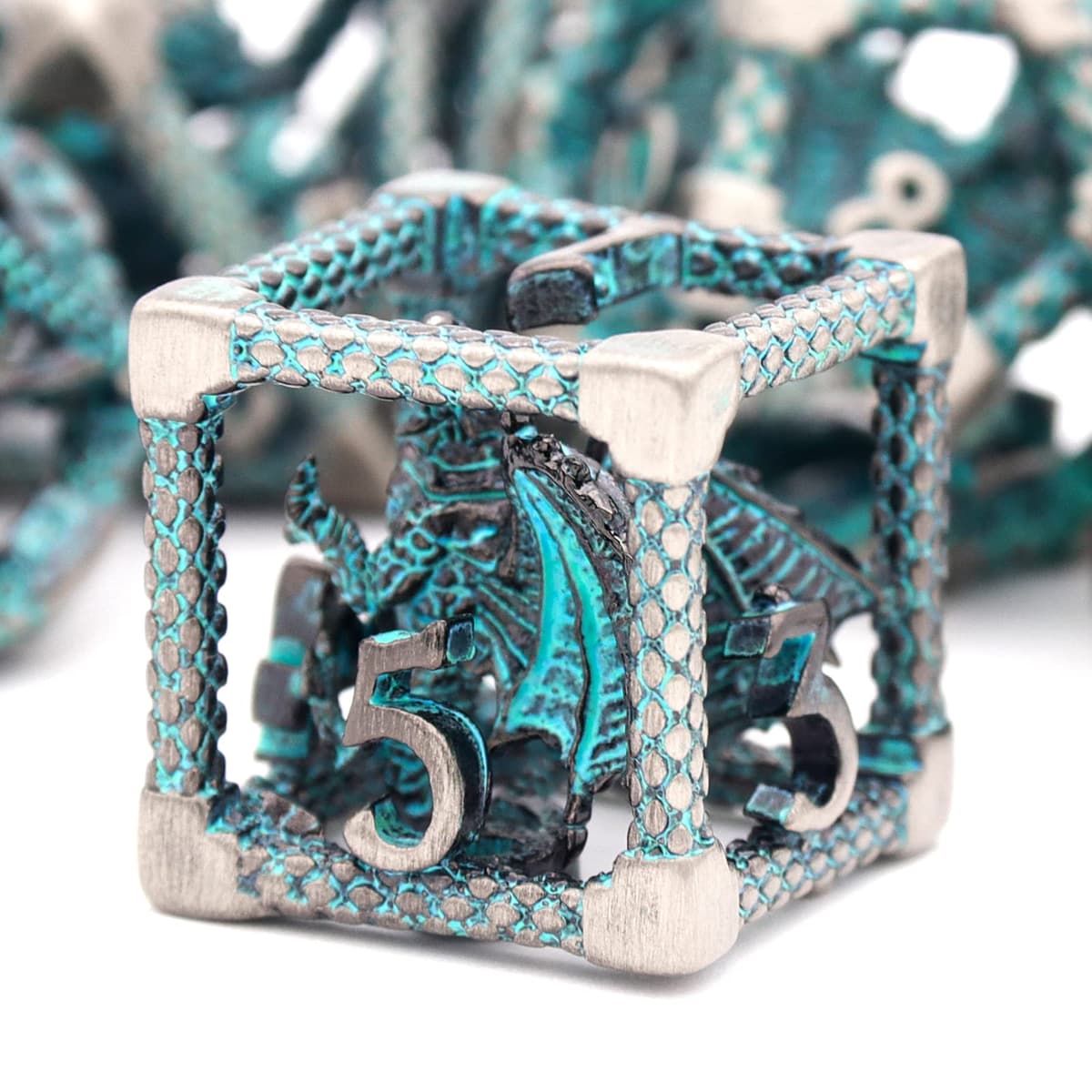 HNCCESG Juego de Dados de Metal D&D, Dungeons and Dragons Dice Juego de Dados de Metal Poliédricos Pulpo Huecos para Juegos de rol D y D para Juegos de Mesa (Cthulhu Número Verde) — view 8