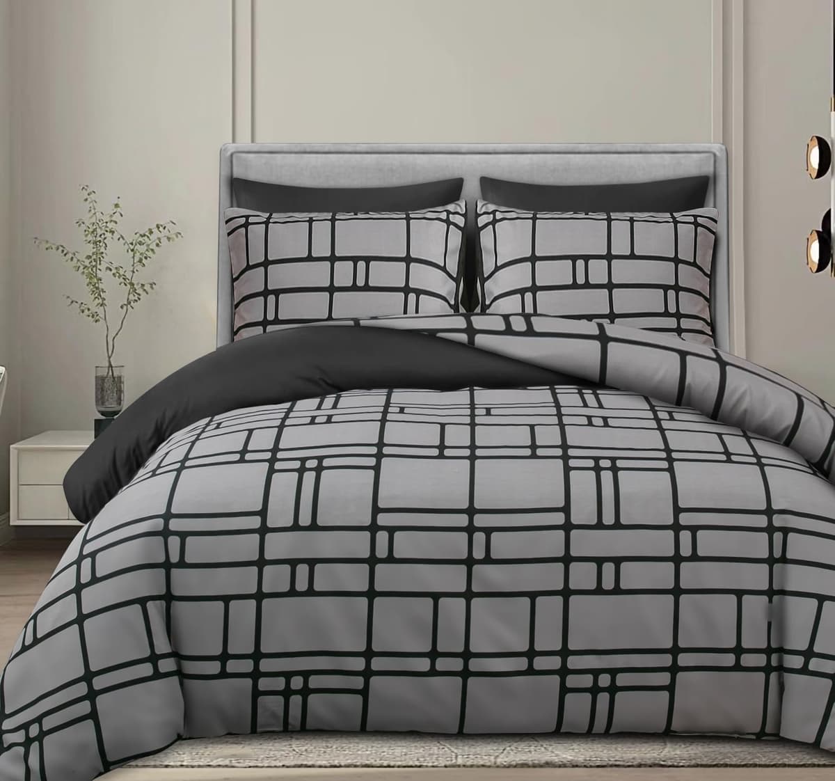 Pamposh 3 Pcs Single Duvet Cover Set with Matching Black Single Fitted Sheet 40 cm Extra Deep Pocket - UltraSoft Breathable Premium Microfibre Reversible Quilt Cover Bedding Set For All Seasons — view 75