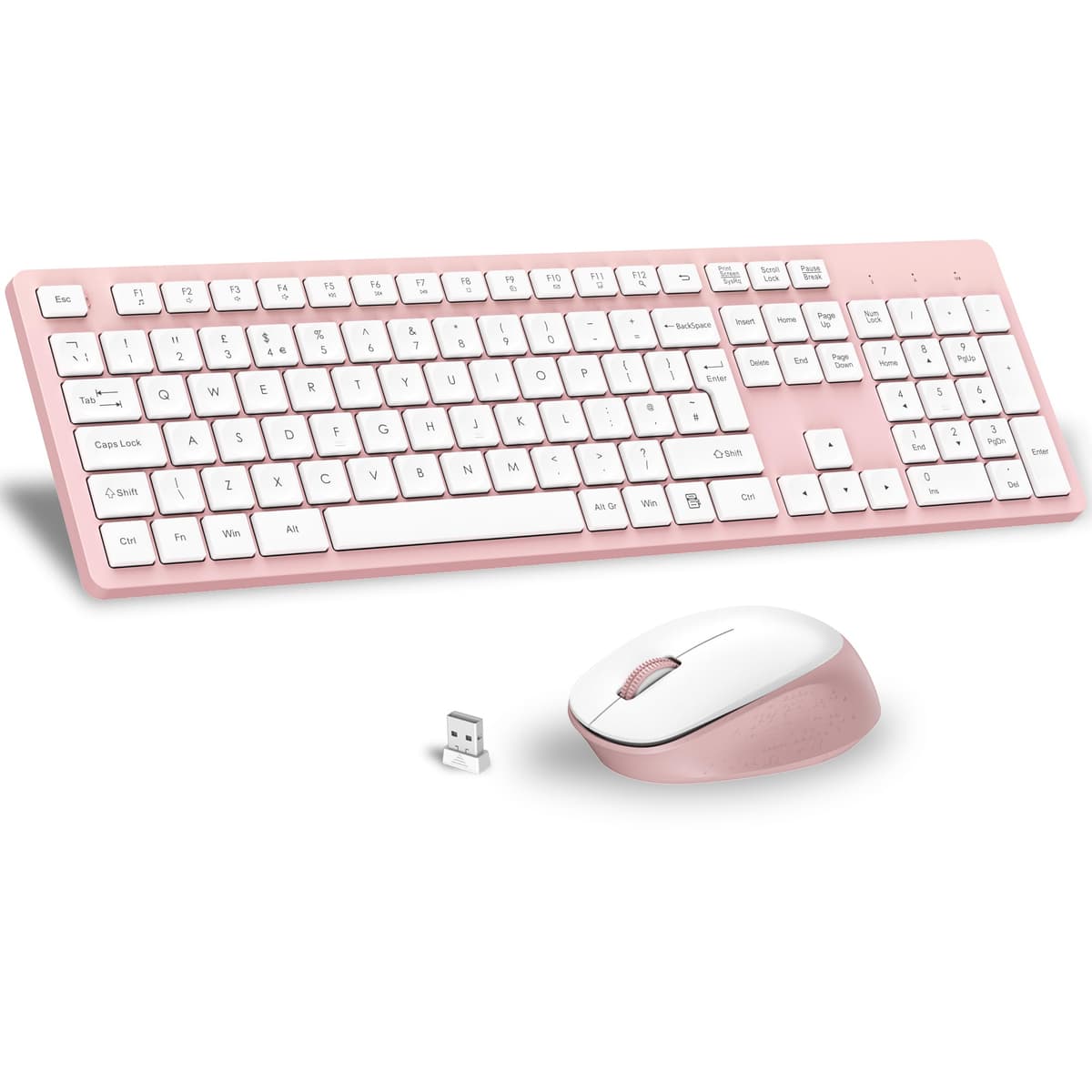 LeadsaiL Wireless Keyboard and Mouse Set, 2.4GHz USB Computer Keyboards and Mouse Combo, Ergonomic Design with 12 Multimedia Shortcuts for HP/Lenovo Laptop and Mac-Pink — view 14