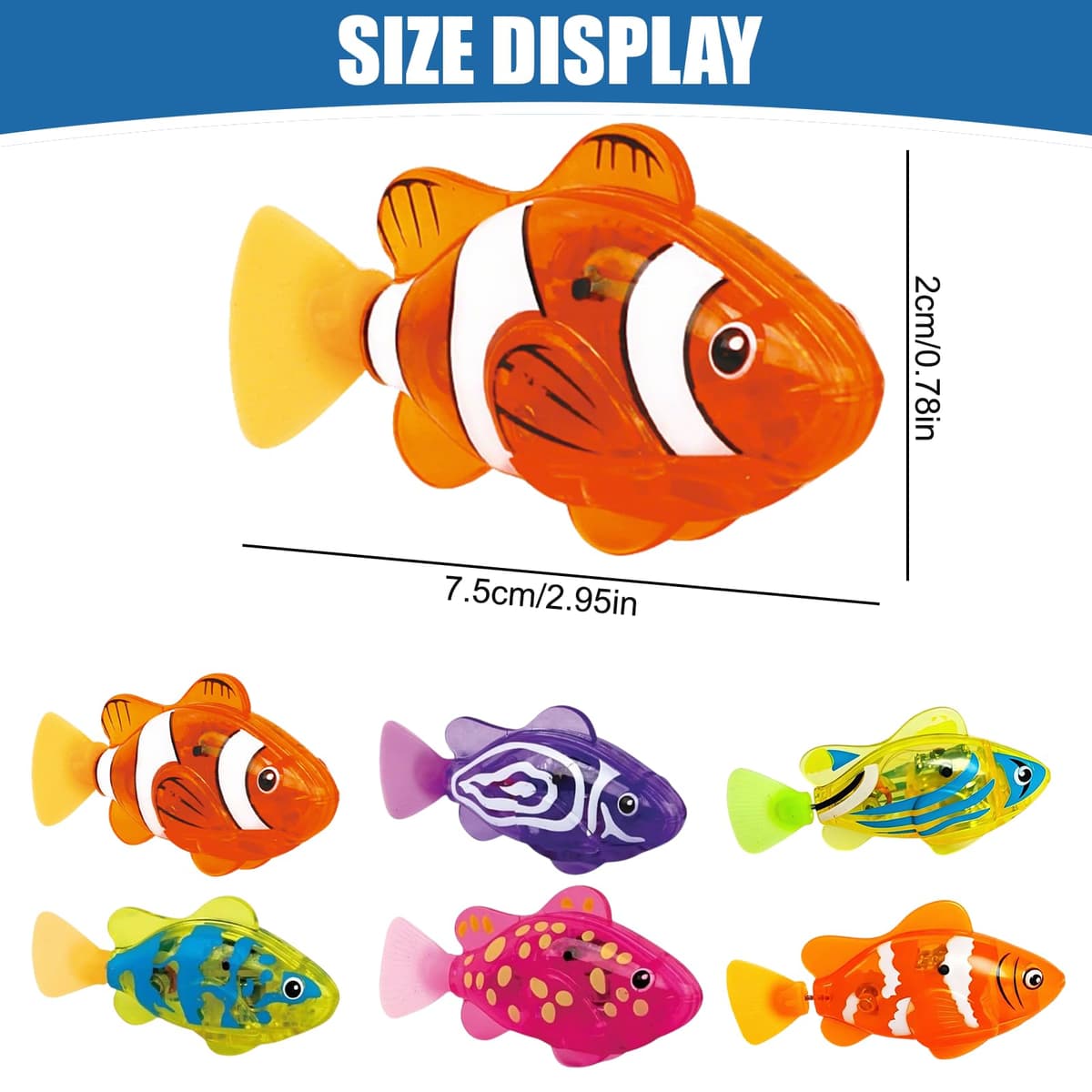 Sensors Activated Swimming Fish Bath Toy with Light Up Function, Electronic Light Up Fish Toy, Fun Glowing Swimming Fish Toy, Interactive Electric Fish Bath Toy For Bathtub (6 PCS) — view 2