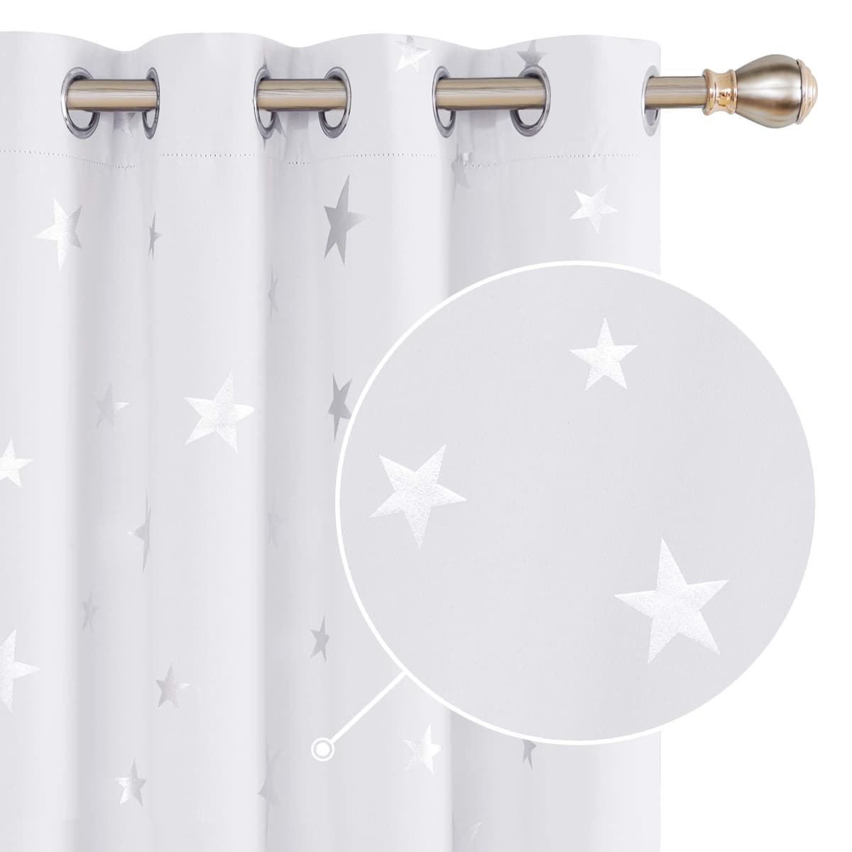 Deconovo Navy Blue Curtains for Living Room Super Soft Thermal Insulated Star Foil Printed Eyelet Blackout Curtains 46 x 54 Inch 2 Panels — view 30