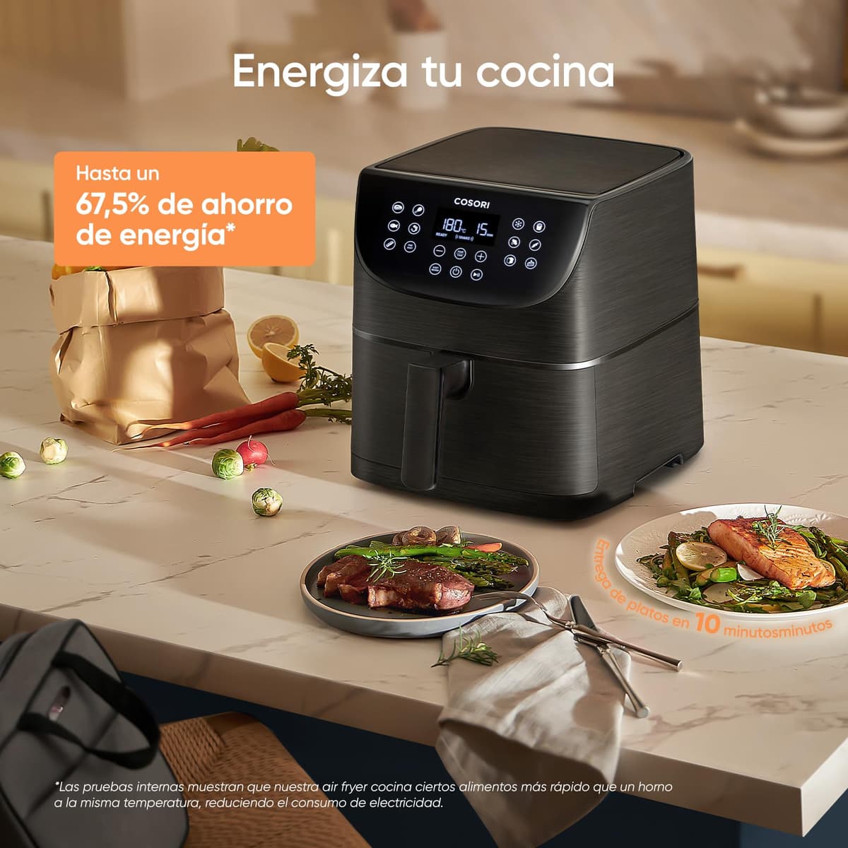 Cosori Freidora de Aire 5,7L Interior Metálico Real, Air Fryer Diseño Antióxido, Tecnología Calefacción Uniforme, 40 Recetas, Reducción de Grasas para una Vida Saludable, Eficiencia Energética, 1700W — view 2
