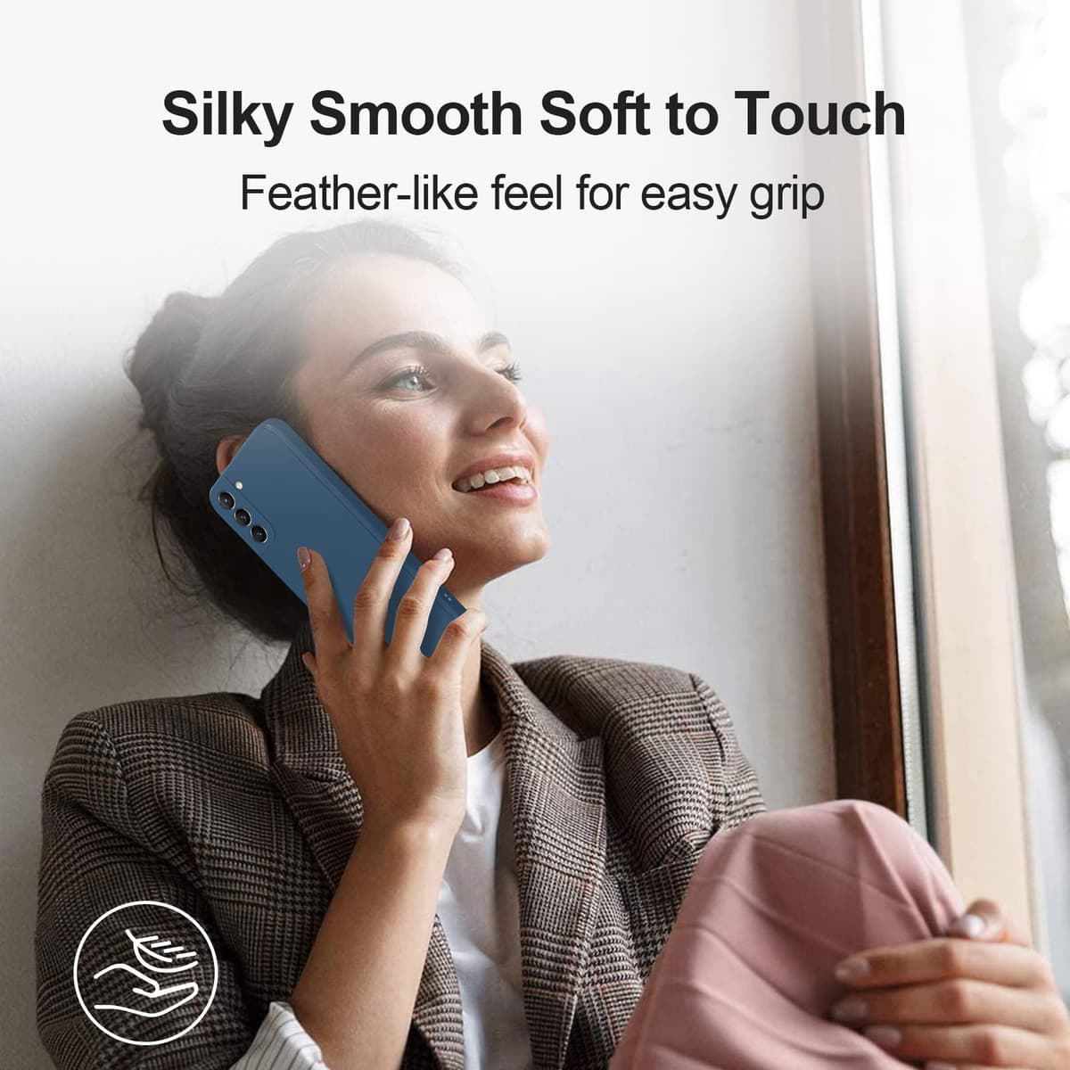 GiiYoon Case Compatible with Samsung Galaxy S21, Silky-Soft Touch Full-Body Protective Phone Silicone Case, Shockproof Cover with Microfiber Lining, Blue — view 6