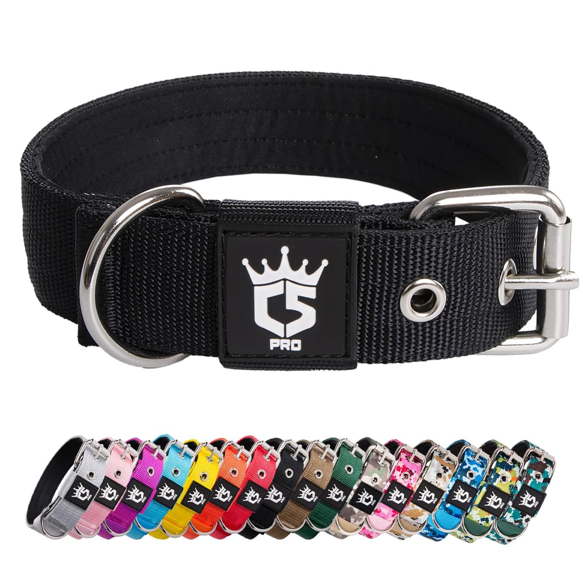 TSPRO Collar Táctico para Perros Ajustable, Collares con Broche de Metal Robusto, de 3,8 cm de Ancho, Duradero y Cómodo para Perros Medianos y Grandes (Negro M) — view 51