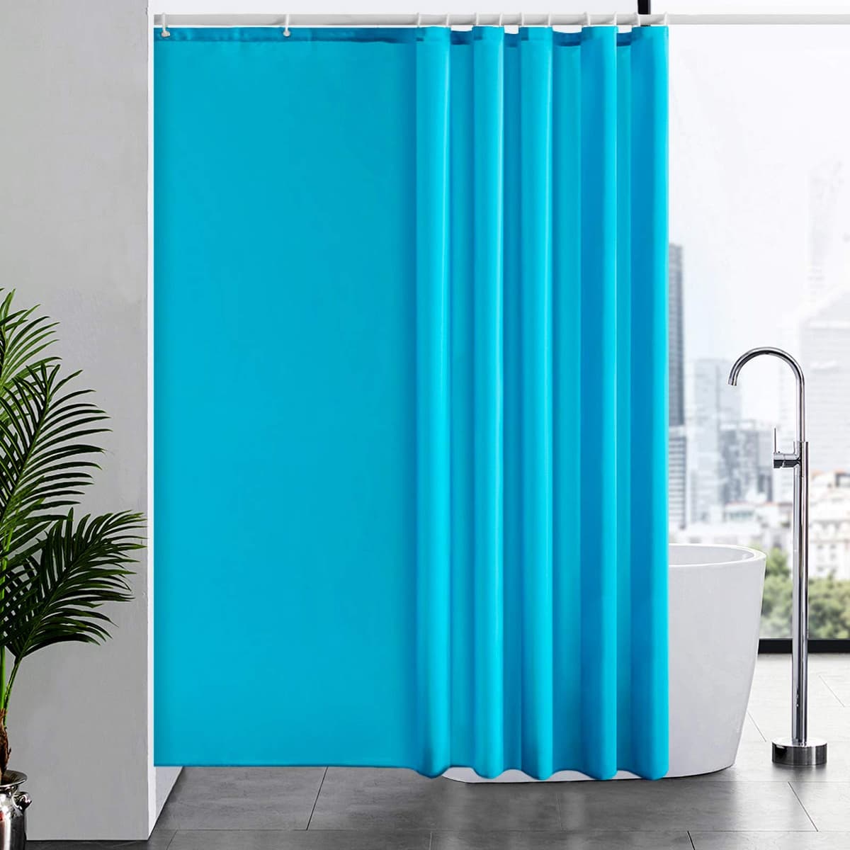 Furlinic Cortina Ducha 200x200cm Antimoho Impermeable Lavable Blanco Tela Poliéster Grandes Cortinas de Baño con 12 Aros de Cortina Ducha. — view 51